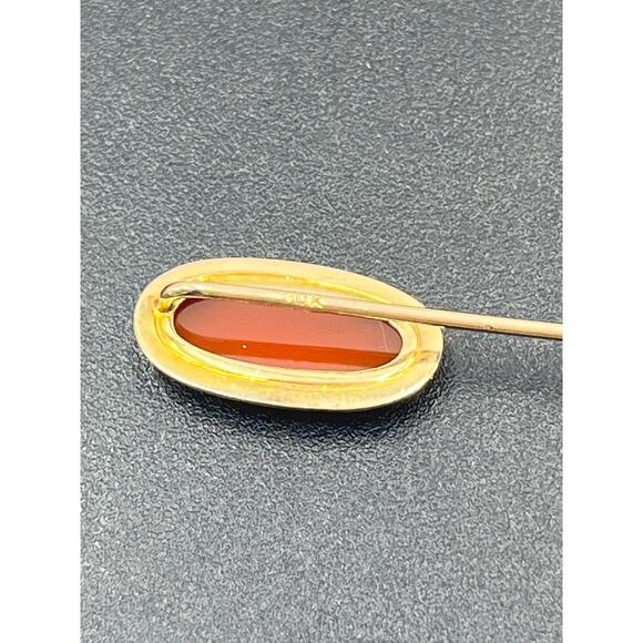 Antique Victorian 10K Yellow Gold Carved Shell Cameo Stick Pin Brooch Circa 1900 - Picture 8 of 11